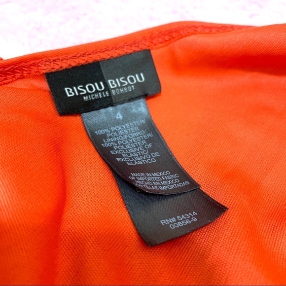 BISOU BISOU beautiful red orange dress- size 4 - Picture 5 of 5